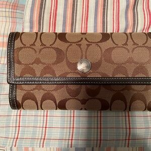 Coach brown signature wallet and checkbook cover